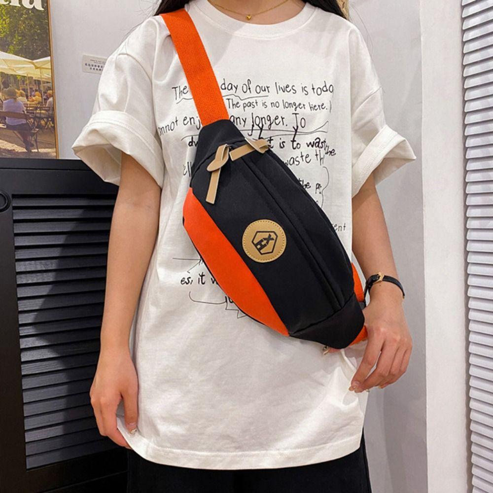 

Solid Color Canvas Chest Bag Harajuku Waist Bag Simple Canvas Crossbody Bag Student жовтий