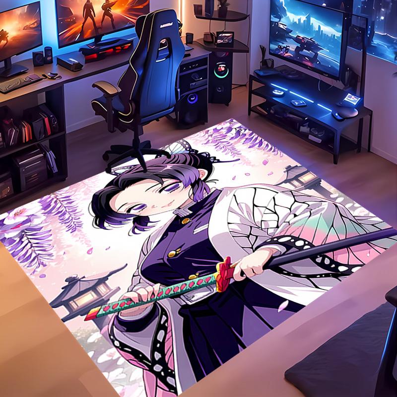 1pc Demon Slayer Shinobu Kocho Entrance Mat, Non-Slip Mat Area Rug,Room Decor, Outdoor Decor, Kitchen Rug,Doormat - Machine Washable, Easy To Clean