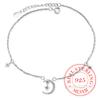 925 Silver Moon & Star Ankle Bracelet for Women, Zircon Minimalist Jewelry,Wedding Party Birthday Gift,Elegant Fashion Accessory