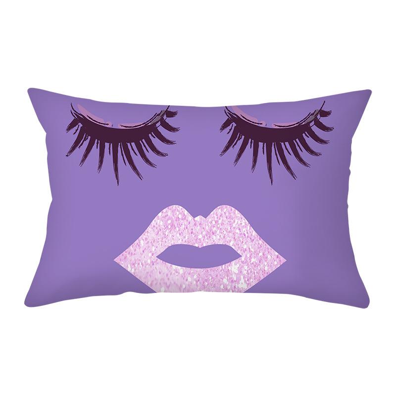 Peach Skin Waist Pillowcase Eyelash Print Cushion Cover Sofa Office Cushion Cover