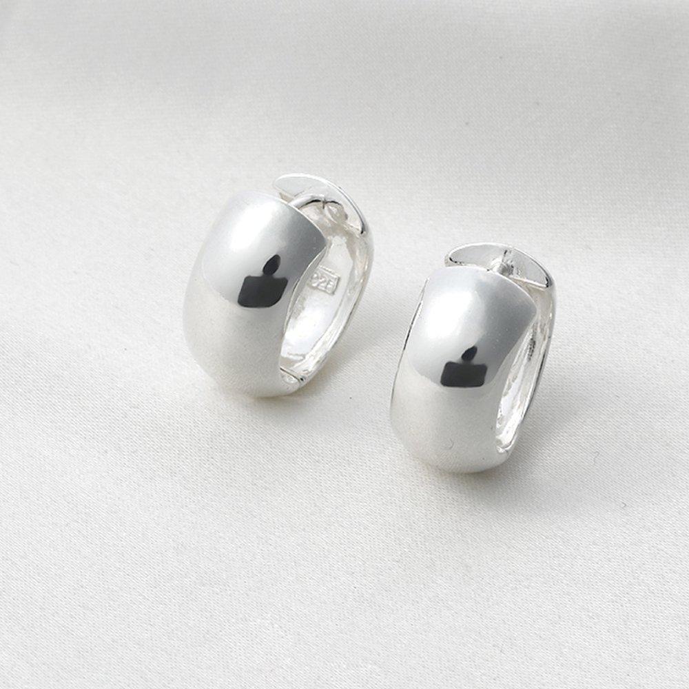 Mon Choix Silver Bold Ring One-Touch Earrings
