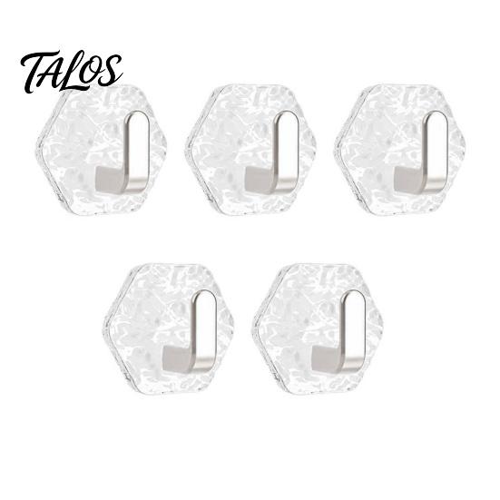 Bathroom Towel Hooks Hexagonal Self Adhesive Hooks, Water Ripple Pattern Design, Waterproof No Heavy Duty Wall Drilling Mounted for Towels Keys