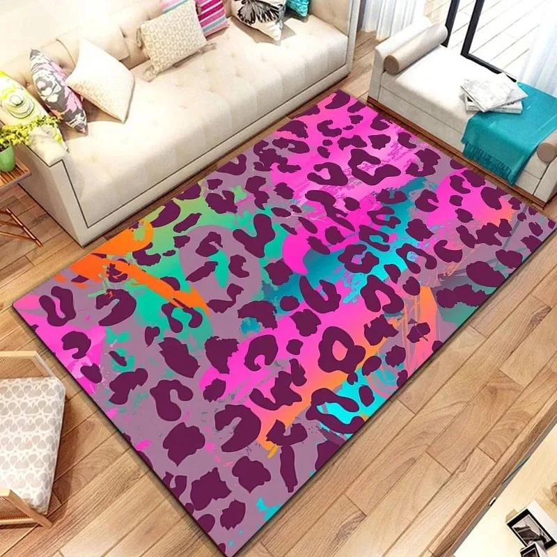 Tapis Imprimé Léopard Porte d'Entrée Sol Paillasson Lavable en Machine Tapis Décor Salon Salle de Bain Tapis Doux Antidérapant