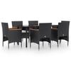 3156633 vidaXL Garden Dining Furniture with Cushions 7 Pcs Black