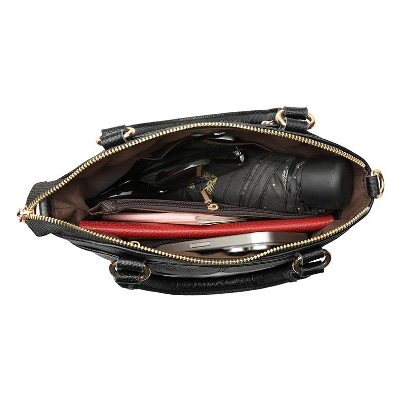 Retro Solid Color Cowhide Women's Shoulder Crossbody Bag Fashion Solid Color Cowhide Female Handbag Purse Luxury Ladies Tote Sac