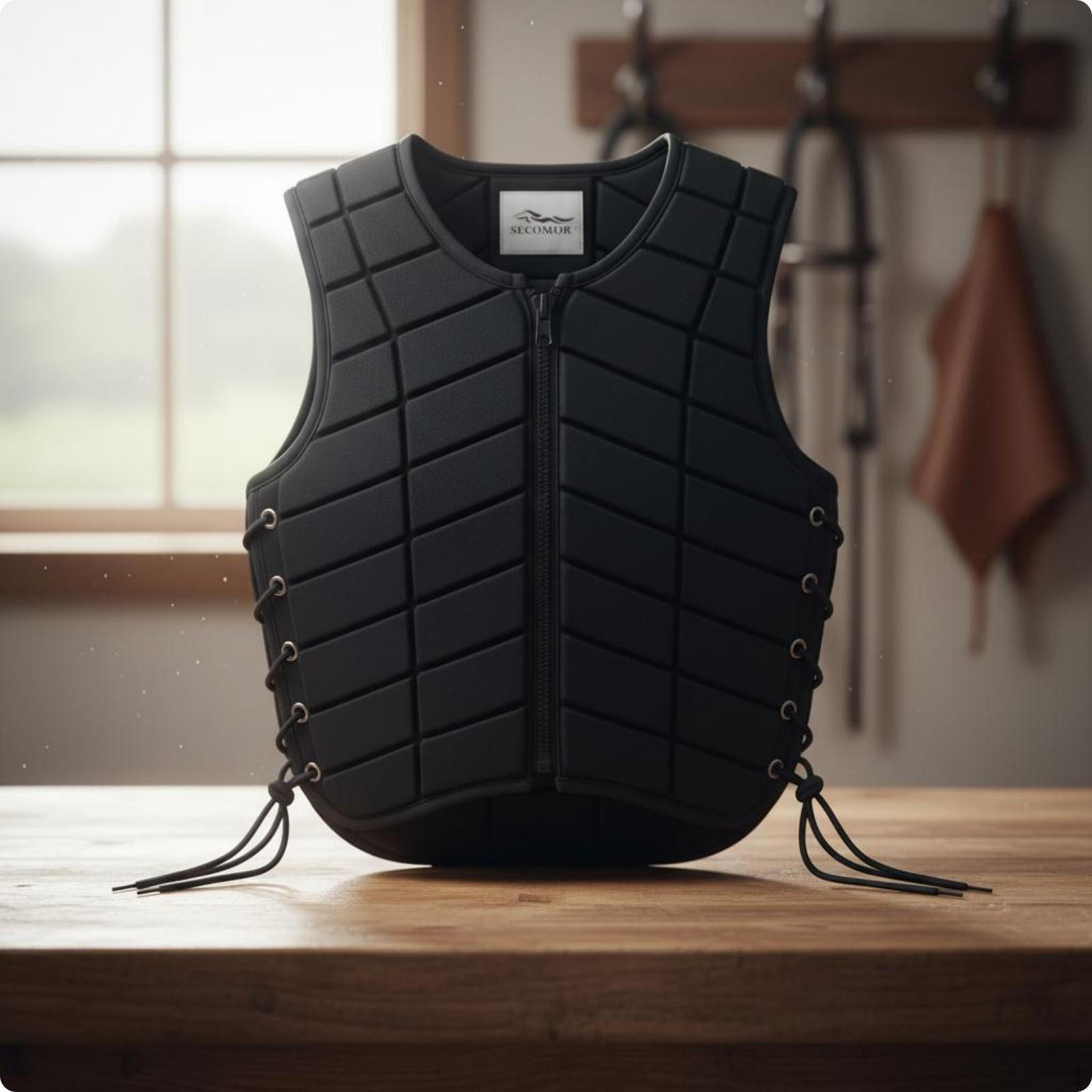 Horse Riding Torso Guard Front Zipper Sleeveless Vest Metal Eyelets Padded for