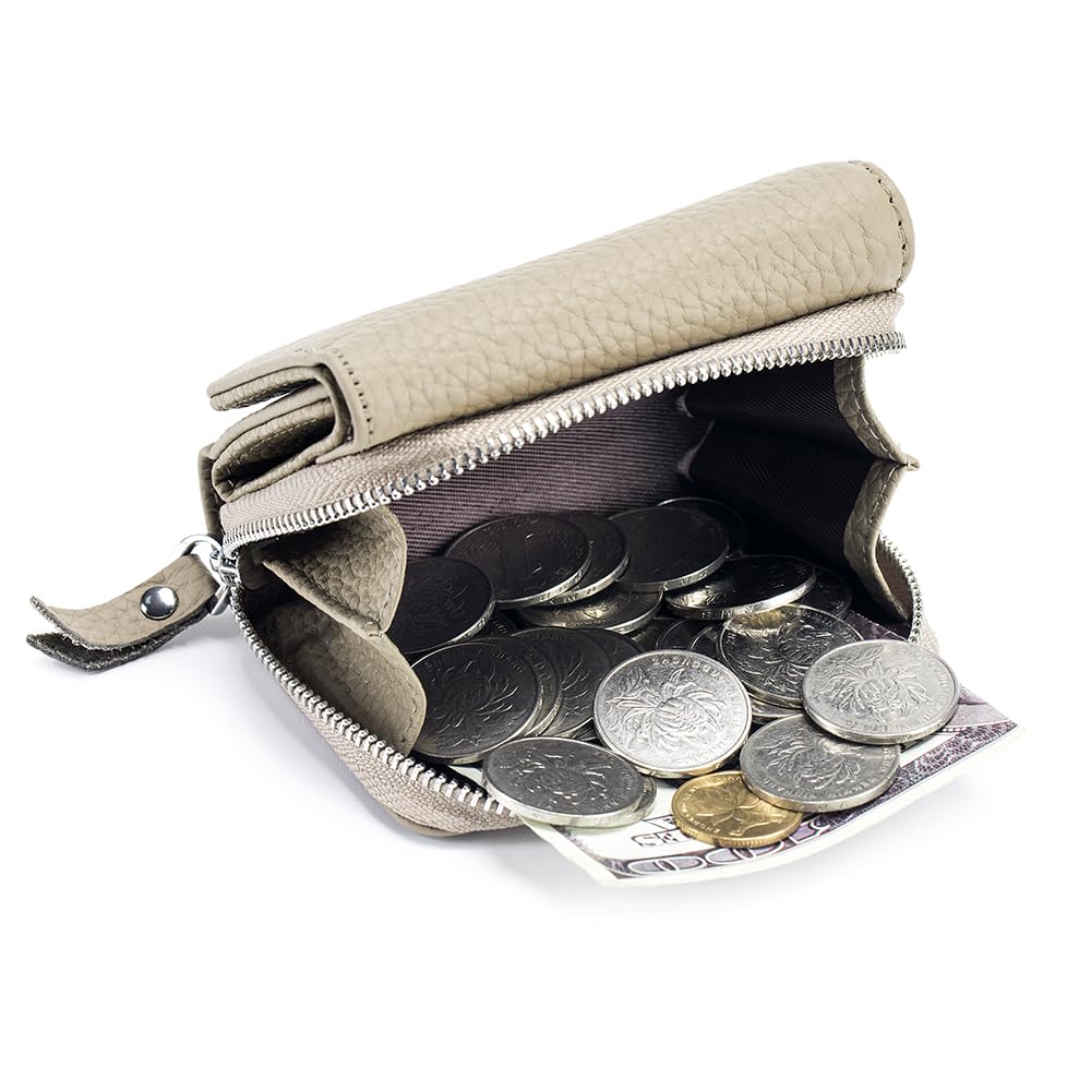Yocipa Genuine Leather Compact Multi-functional Wallet for Women, Tri-Fold Mini Wallet with Skimming Prevention, Coin Purse, Card Holder, and Coin