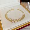 Women Gold Plated Pink Zircon Bracelet Full Rhinestone Crystal Romantic Wedding Jewelry Gift
