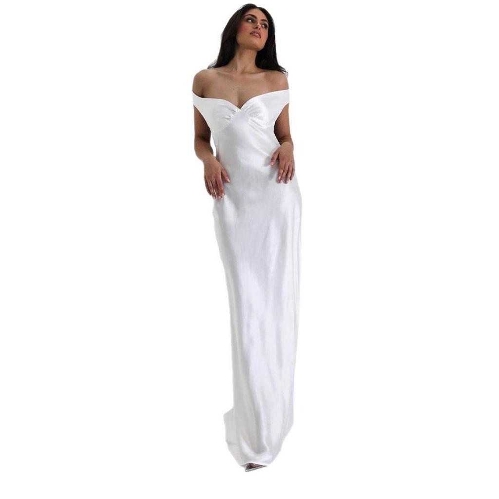Women's Off Shoulder Satin Mermaid Evening Dress, Elegant Long Formal Gown for Party Prom, European American Style