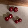 Ultra-white Red Bun Pearl Earrings Unique Retro Design Light Luxury Senior Sense Ear Hole-friendly Fashion Ear Jewelry