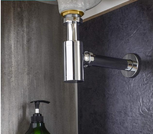 Brass Contemporary Round Bottle P Trap Adjustable Bathroom Sink Waste Basin Trap Drain