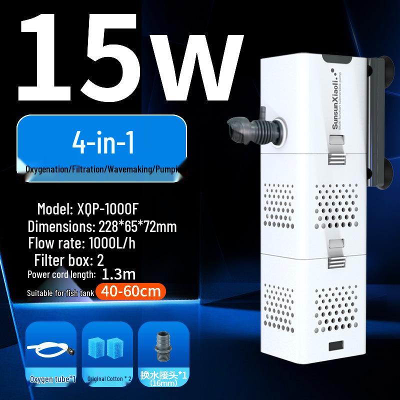 Three-in-One Submersible Fish Tank Pump with Built-in Filter & Aeration