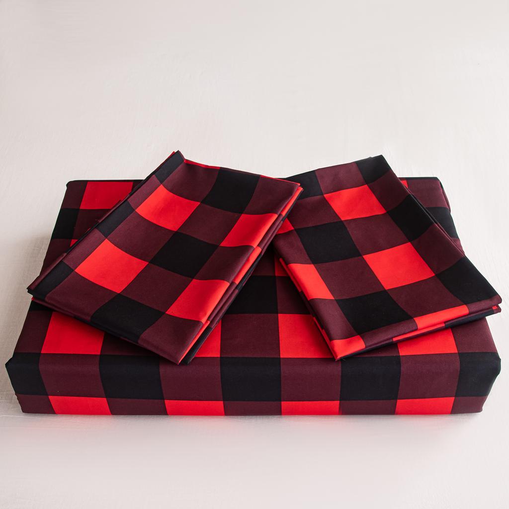 Capa de edredom, vermelho e preto, padrão de xadrez de búfalo, estampa reversível, conjuntos de edredom de microfibra, roupa de cama moderna para mulheres e homens