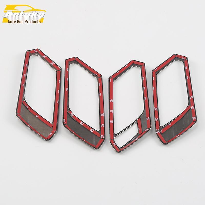 T-Roc Interior Door Handle Decoration Set: Bright Ring, Handshake Buckle, Armrest Sticker Accessories for 2018 Models.