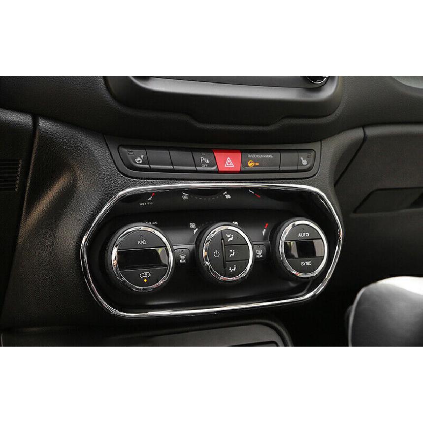 For Jeep Renegade 15 16 17 Glossy Chrome Console AC Button Control Frame Trim