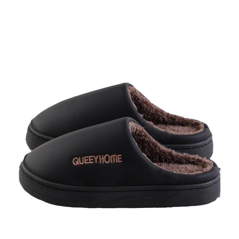 Papuci de casă din bumbac impermeabil, cu pluș și cald - Încălțăminte antiderapante pentru bărbați și femei, cu talpă groasă, încălțăminte de iarnă pentru interior/exterior