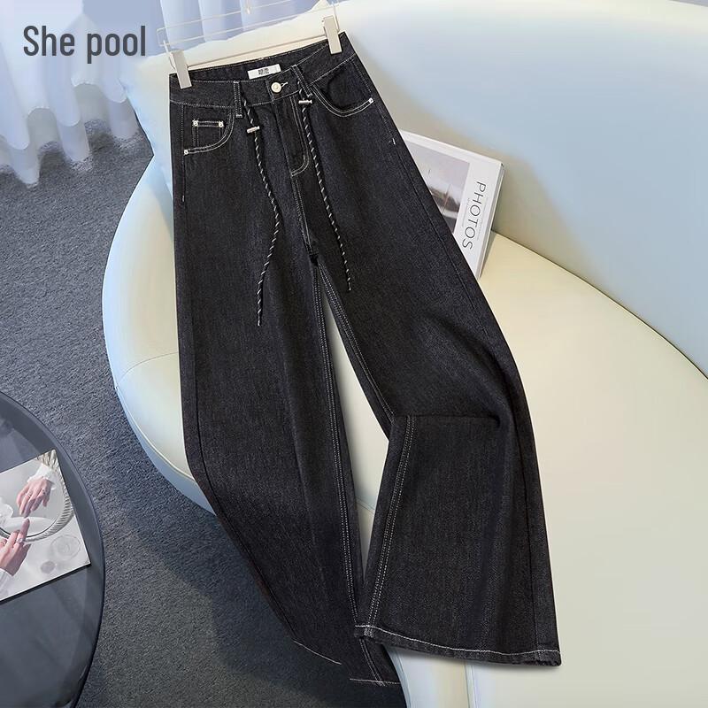 

Women s High-Waist Lyocell Denim Wide-Leg Pants M
