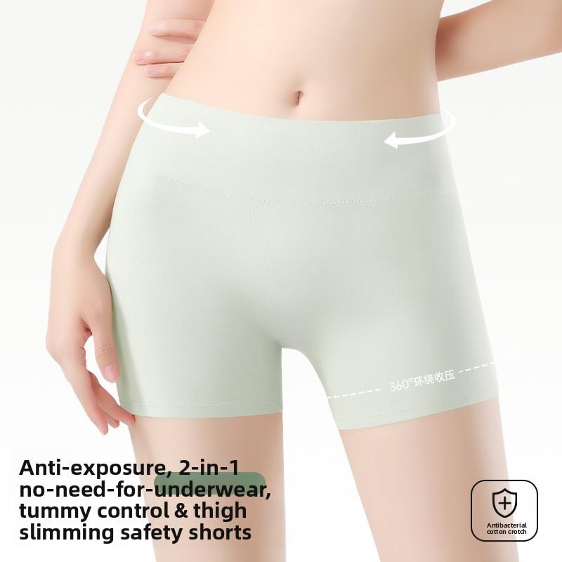 Girls Spring and Autumn High Fanny Pack Hip Anti Exposure Antibacterial Breathable High Elastic Belly Retraction Boxer Safety Briefs