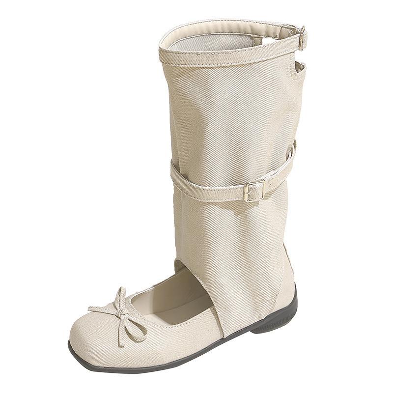 Niche cool boots children's summer new fashion hollow bow ballet Mary Jane thick-soled short boots