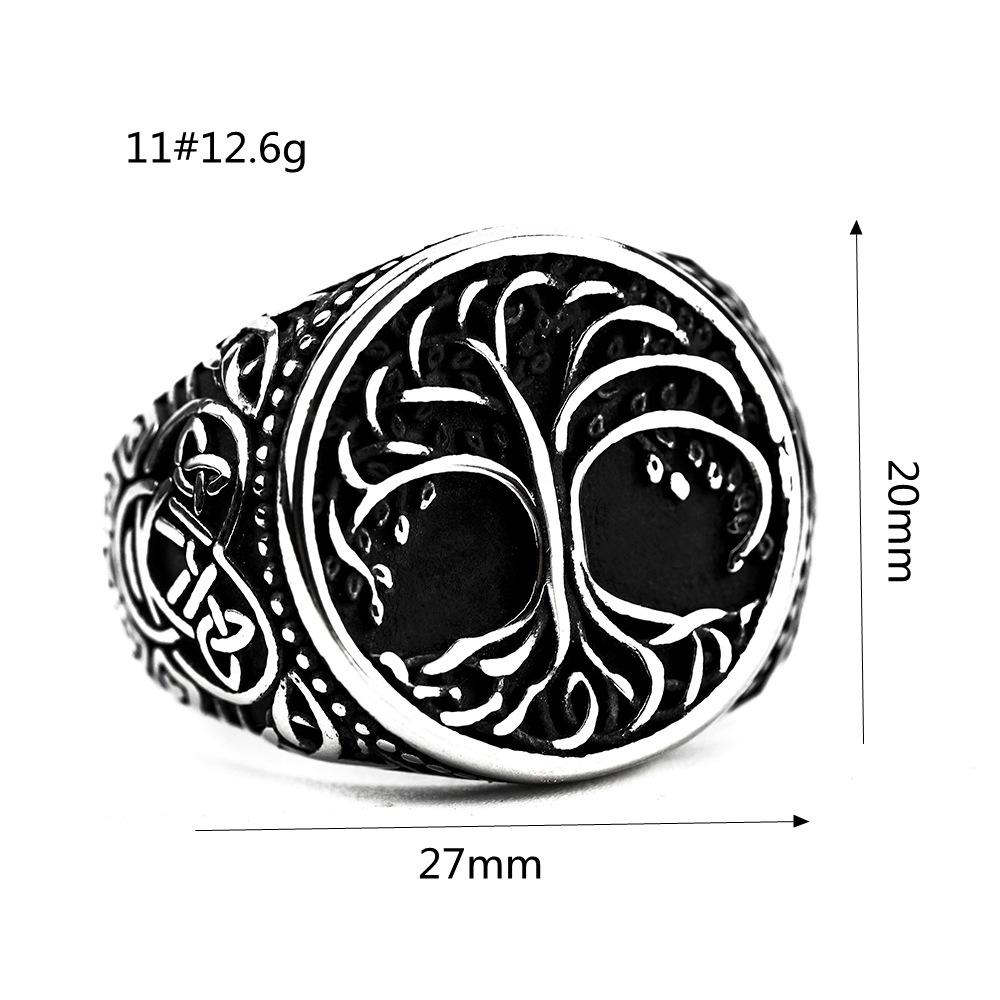Vintage Stainless Steel Men's Ring Viking Tree of Life Celtic Knot Band