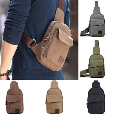 Men's  BackpackUnisex Canvas Waist Packs Men Travel Chest-Bag Casual Cross Body  Bags Outdoor Canvas Satchel Shoulder Bag