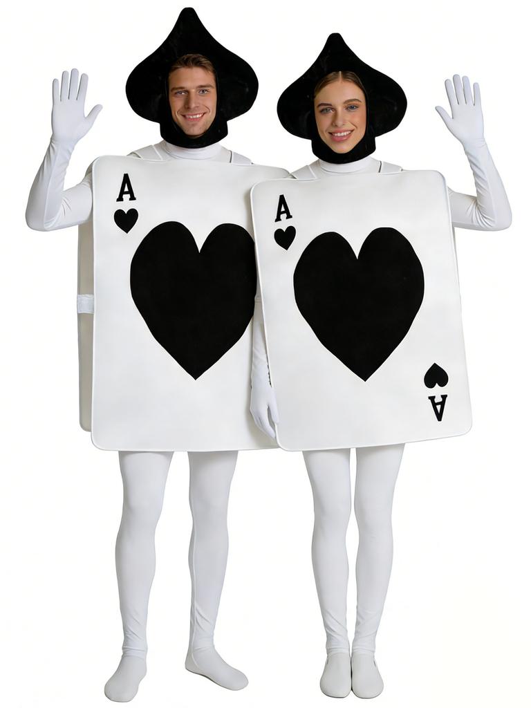 Alice In Wonderland Playing Card Costume Red Heart A Cosplay Outfit Unisex Family Matching Set for Halloween