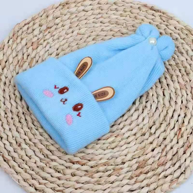 Autumn and winter rabbit baby new hat newborn tire cap thickened baby warm double wool pullover cap 0--6 months