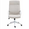 Beige swivel office chair with white fabric and tilt base, Furnitex