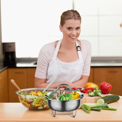 Stainless Steel Steamer Basket, Vegetable Steaming Basket, Pot Steamer Rack, Rice Cooker Basket, Easy Steaming Plate for Placing On a Pot, Basket, Net