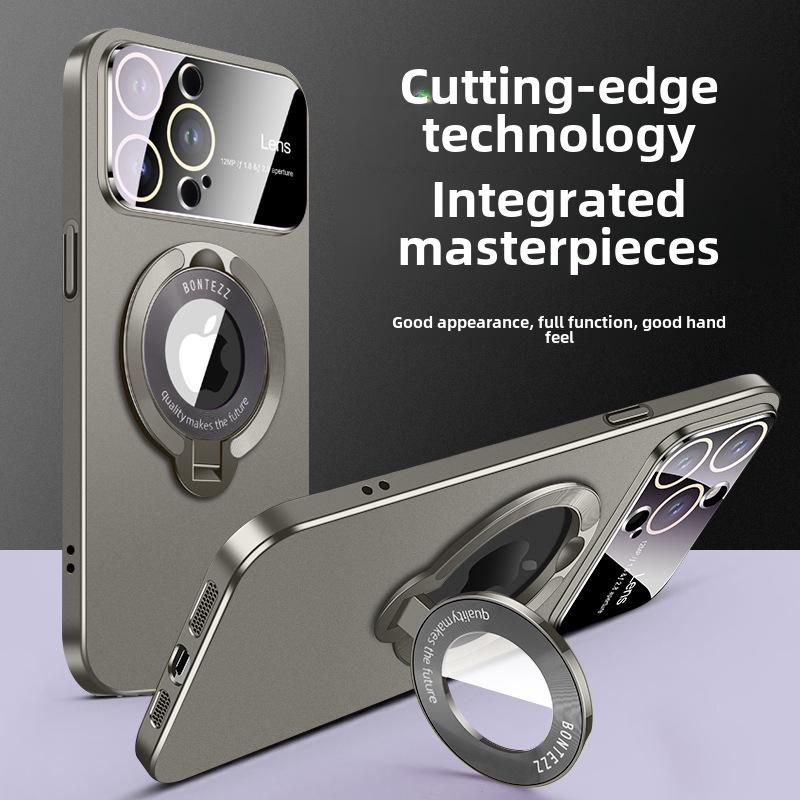 "iPhone 16 Pro Max Frosted Case with Magnetic Metal Bracket for Apple 15"