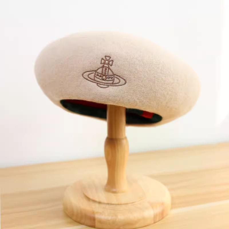 

Autumn and winter wool beret children big head circumference versatile octagonal bud hat literary and artistic face small painter hat бежевий