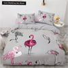 Flamingo Duvet Cover King Queen 3D Pink Animal Bedding Set For Kids Teens Adults Watercolor Style Quilt Cover With Pillowcase
