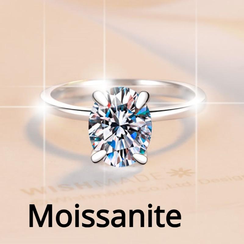 D Farbe Moissanit 2ct ovaler Moissanit Ring S925 Sterling Silber Ring Verlobungsring Ehering Geschenk für Freundin