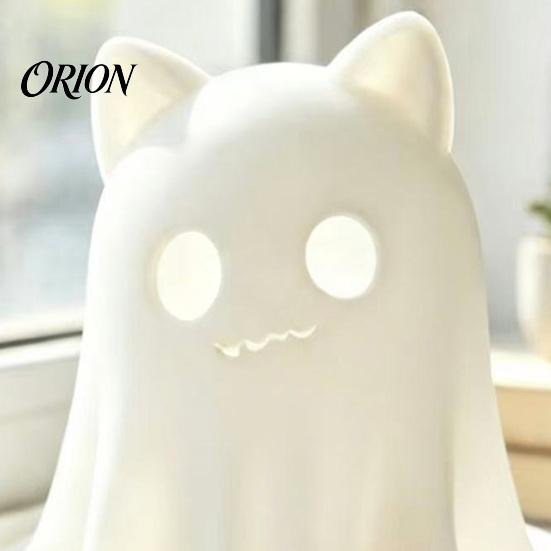 Lightweight Ghost Figurine 3D Printed Cat Candle Holder, Spooky Soft Warm Light Atmosphere Lamp with for Halloween Tabletop Home Party Decoration Gift