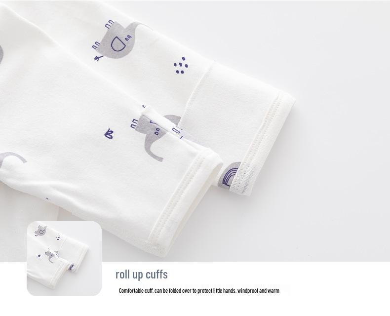 Newborn Boneless Pure Cotton Velcro Half-Back Pajamas - Spring/Autumn Style Baby Top