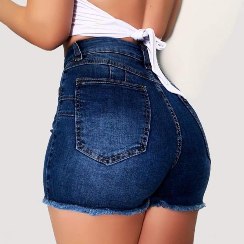 Women Fashion New Denim High Waist Shorts Washed Jeans Summer Short Pants Plus Size