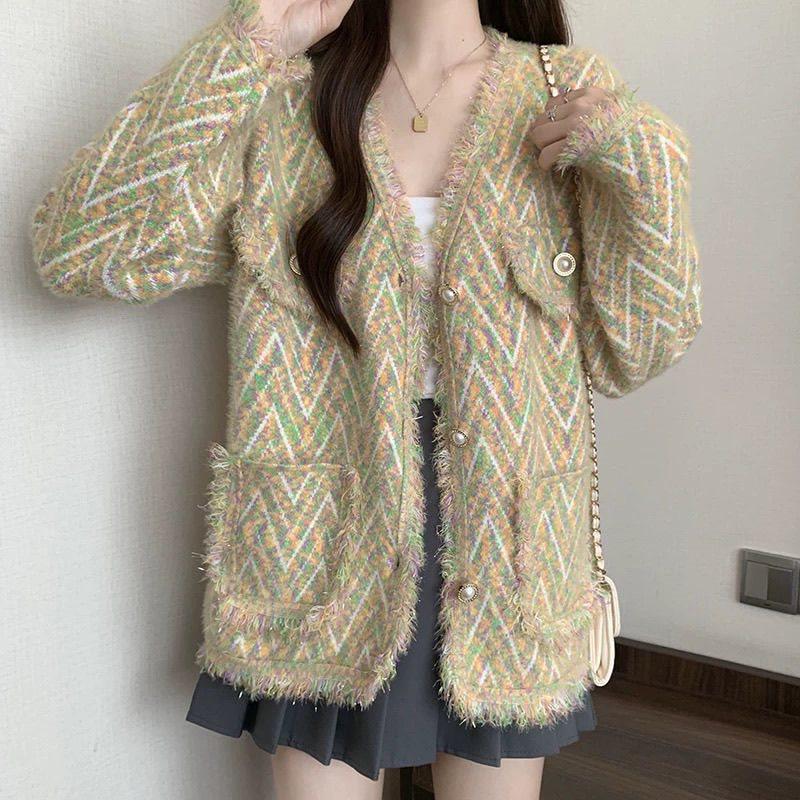 Xiangfeng Faux Mink Knit Tassel Cardigan - Autumn/Winter Fashion