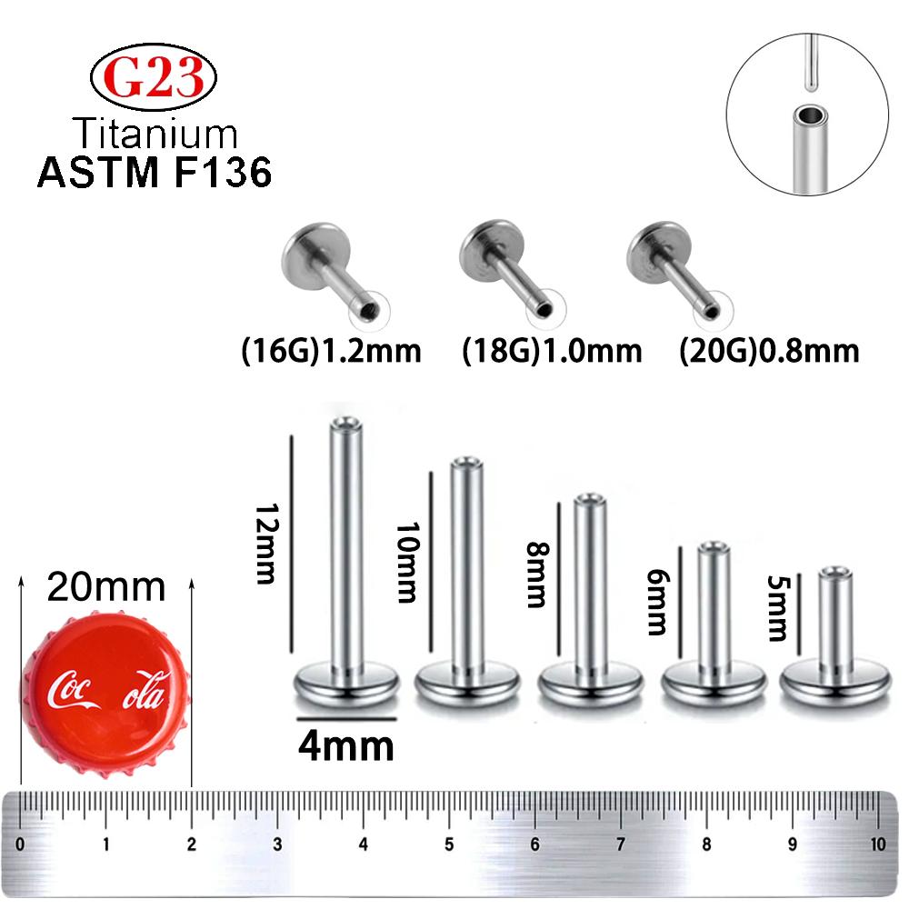 5/10/50PCS G23 Titanium Ear Stud Push Pin Labret Lip Nose Piercing Earrings Jewelry Threadless Accessories Earrings
