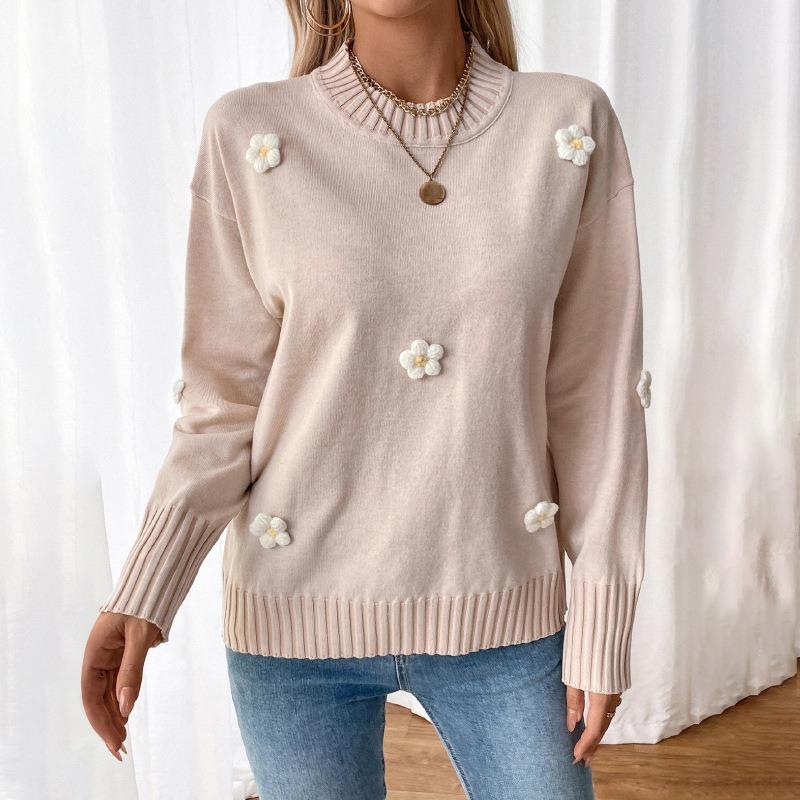 Damen Herbst Strickpullover Rundhals Pullover