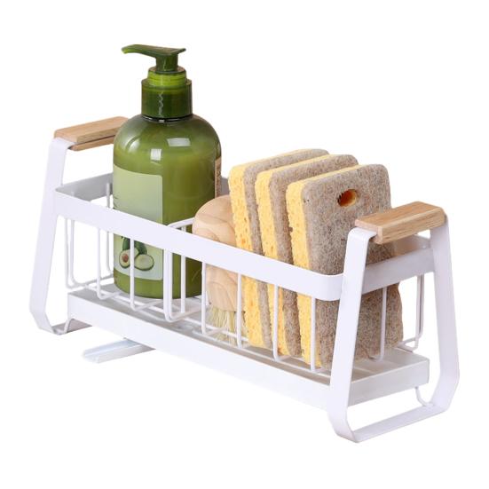 

Органайзер для раковины, держатель для кухонных губок с быстросохнущим поддоном, нескользящая конструкция, большая вместимость, органайзер для столешницы белый