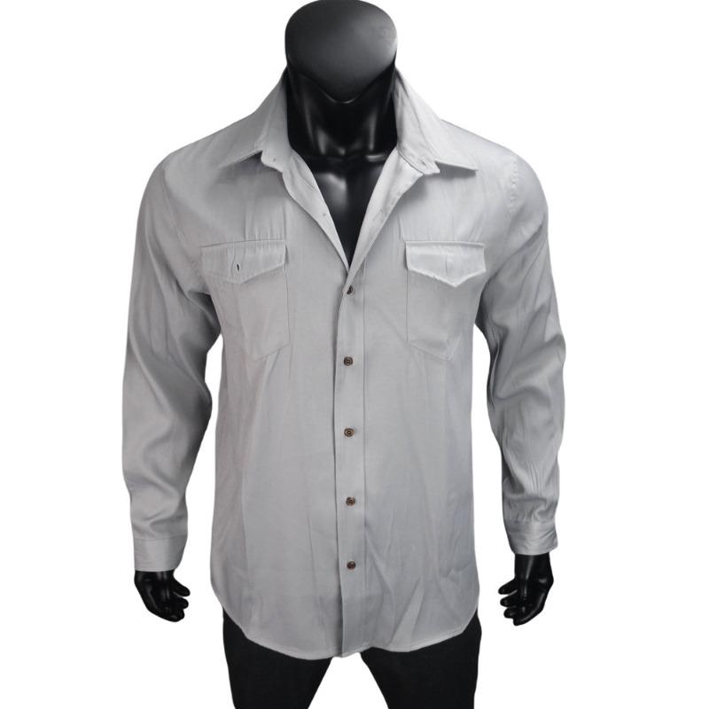 Men Vintage Wash Denim Shirt Casual Long Sleeve Button Up Pocket Top