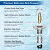 Upgraded 3 in 1 Bathroom Sink Drain Strainer, Universal Pop Up Stopper with Stainless Steel Hair Catcher Filter, Brass Core Chrome for 1.1''-2.36'' Ba
