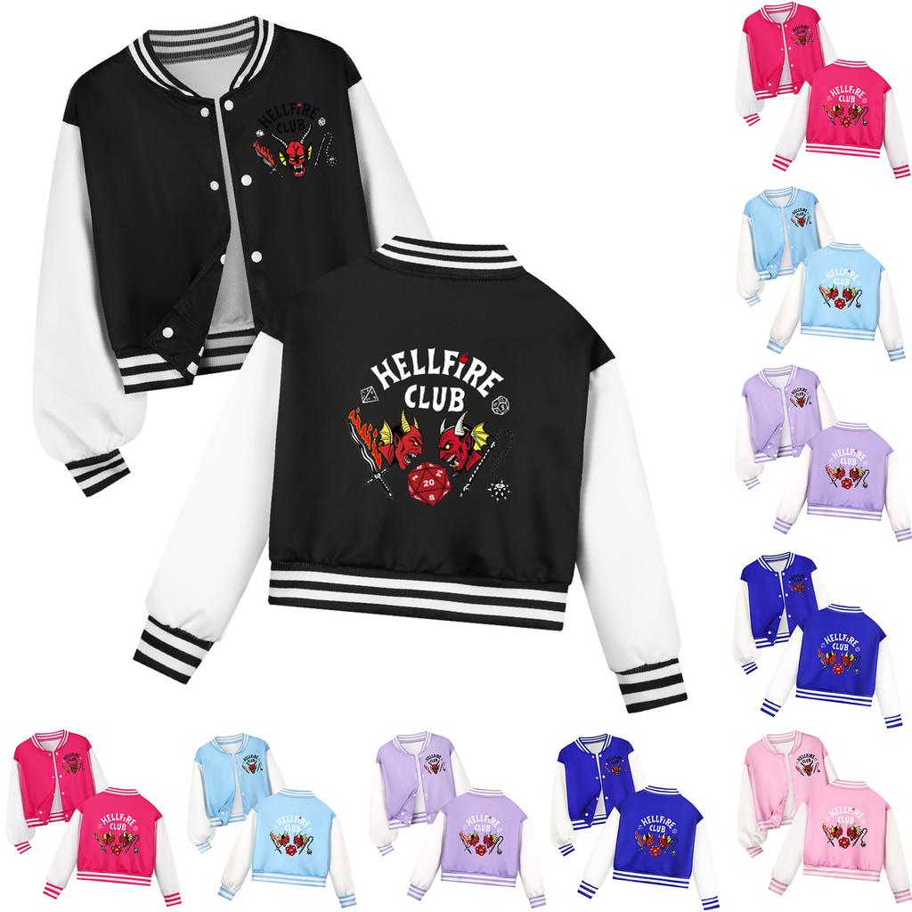 Children's Casual And Fashion Short Baseball Jacket Long Sleeve Outerwear