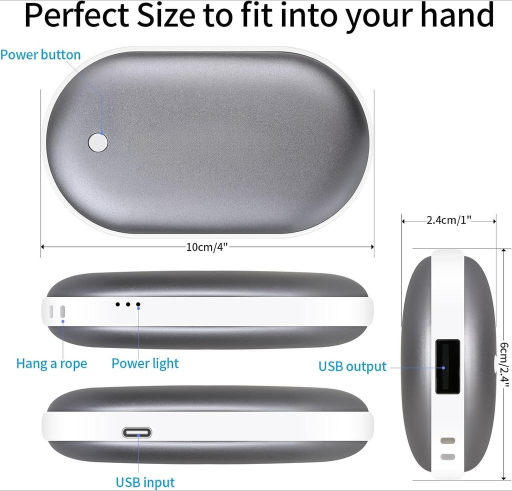 2 IN 1 Electric Hand Warmer USB Rechargeable 3 Gear Heating Handwarmer 3000mA  Alloy Mini Portable Power Bank for Winter Camping