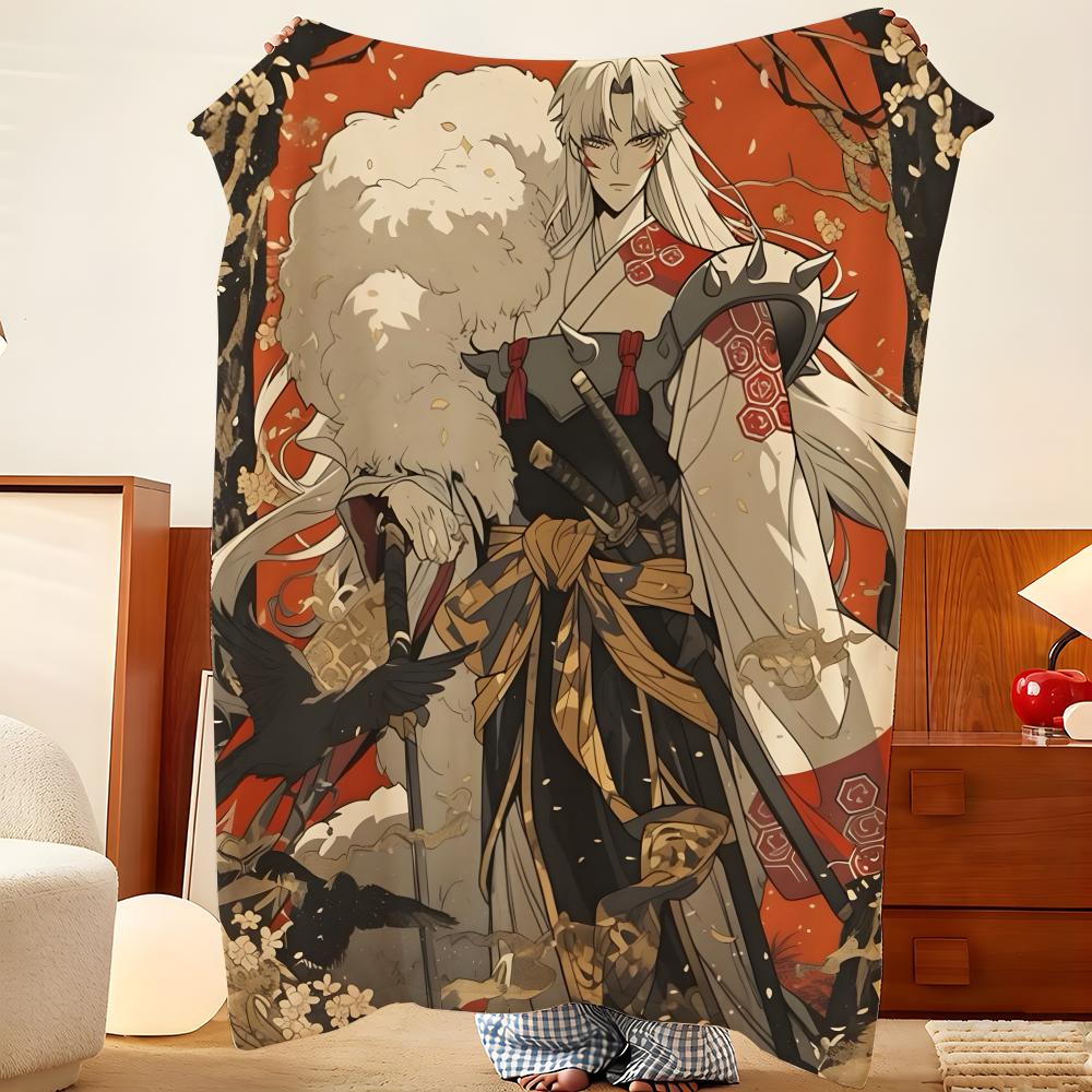 Couverture jetée en flanelle I-Inuyasha, Légère et douillette, Durable, Lavable, Mignonne, Cool