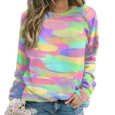 Abstract Paint Brush Hoodies Pink and Orange Korean Fashion Oversized Hoodie Womens Long Sleeve Y2k Pattern Casual Sweatshirts