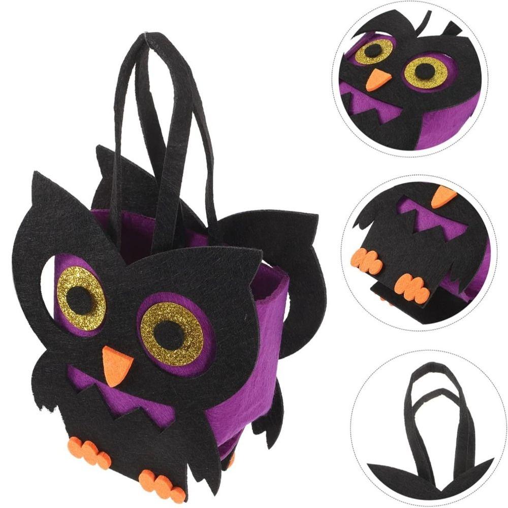 Felt Material Halloween Trick-or-Treat Bag Handheld Size Stereo Design Goody Bags Non-woven Tote Classic Elements