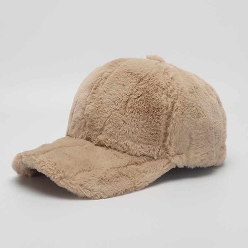 Wintermützen für Damen Baseballkappe Verdickte Kunstpelzmütze Damen Outdoor Sonnenschutz Warmhalten Einfarbig Verstellbar Gorras Casquette