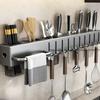Kuchyňský organizér Stojan na nože Úložný box Domácí stojan na nože Držák na lžíce a hůlky Nevyžaduje vrtání Závěsný úložný box