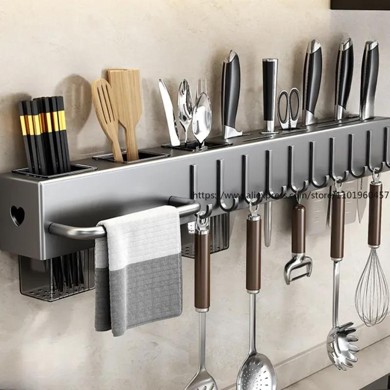 Kuchyňský organizér Stojan na nože Úložný box Domácí stojan na nože Držák na lžíce a hůlky Nevyžaduje vrtání Závěsný úložný box